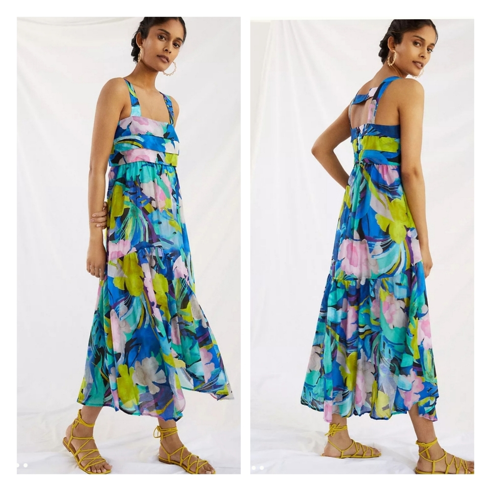 Anthropologie Sunny Midi Dress Size L - Picture 2 of 13